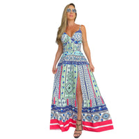 Jennifer - Long A-line dress – Blau Grün