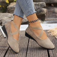 Alouette™ Schuhe Mit Veloursoptik und Gekreuzten Riemen – Khaki