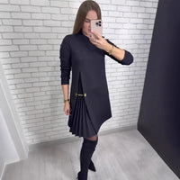 Genua™ Kleid mit skulpturalem Plissee-Cut-out – Schwarz