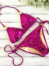 Heidi-Mode | Neu Sexy Bikinis Pailletten Goldfarbe Frauen Bandage Bikini Set Push-Up Vorgepolsterter Bh Badeanzug Set Bademode – 2570 NEIN 2