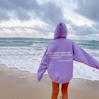 Übergroßer warmer Kapuzenpullover – Lila