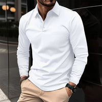 Gideon | Herren Klassisches Langarm Poloshirt – Weiß