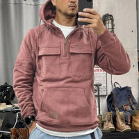 Sommer Hoodie für Herren - Leichter sportlicher Kapuzenpullover mit halbem Reißverschluss – Rosa