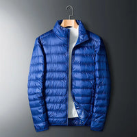 Herren Daunenjacke mit Durchgehendem Reißverschluss | Stehkragen – Blau