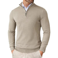 Herren-Pullover mit Halbreißverschluss | strukturierte Ausführung – Beige