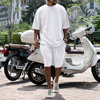 Draxen™-Set aus Premium-Strick mit Oversize-Passform und Streetwear-Style – Weiß