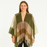Selina | Geometrischer Schal-Cardigan mit offener Vorderseite – Gelb-Grün