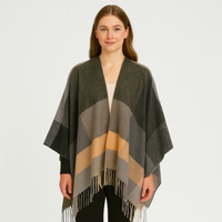 Selina | Geometrischer Schal-Cardigan mit offener Vorderseite – Schwarz