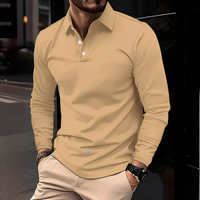 Deacon - Bequemes Langarm-Poloshirt für Herren – Khaki