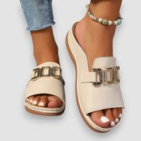 SensoLux | Elegante Damen Sandalen mit Komfort Keilabsatz – Beige