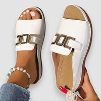SensoLux | Elegante Damen Sandalen mit Komfort Keilabsatz – Weiß