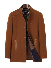 Shisiri | Mantel aus Premium-Wollmischung - Slim Fit, einreihig – Sepia