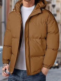 Reigorith | Herren-Winterjacke mit Kapuze - winddicht, dick und warm mit Taschen – Sepia
