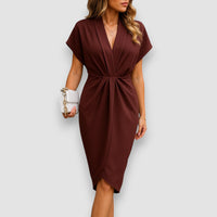Serena | Luxuriöses Midi-Wickelkleid für Frauen – Rot