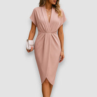 Serena | Luxuriöses Midi-Wickelkleid für Frauen – Rosa