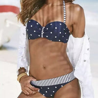 Bikini für Damen - Dot Polka Print Bademode für den Sommer 2024 – Blau Weiß