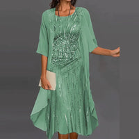 Heidi | Elegantes individuelles Bedrucktes Kleid – Grün