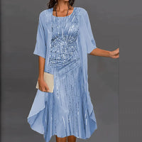 Heidi | Elegantes individuelles Bedrucktes Kleid – Blau