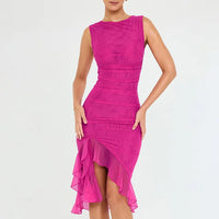Rozz | Midi-Kleid mit Rüschen – Rosa