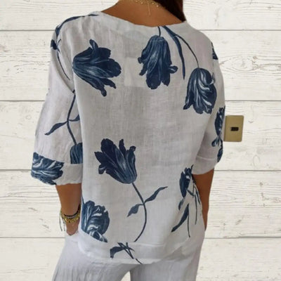 Louisa - Gedruckte V-Ausschnitt Bluse