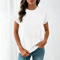Elara™ T-Shirt Mit Leichtem Fall und Minimalistischem Design – Weiß