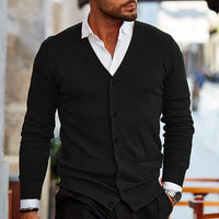 Strickjacke Mit Knöpfen Für Herren | Casual Cardigan Stil – Schwarz