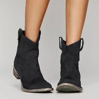 FIONA - WESTERN-STIEFELETTEN AUS VELOURSLEDER – Schwarz