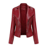 Bikerjacke Damen mit Reißverschluss | schmal für verschiedene Outfits – Rot