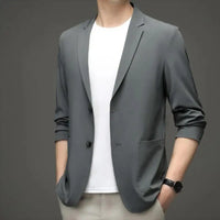 Leonardo Sommer Blazer | Trendiger moderner Herrenblazer mit kurzen Ärmeln – Grau