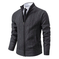 Elias | Zip-Up Vintage Cardigan – Dunkelgrau
