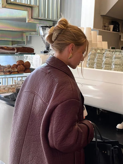 Carli | Oversize Zweireihiger Lederblazer für Damen