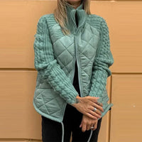 Milay | Modische Steppjacke mit Strickärmeln für Frauen – Seeblau