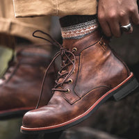 Retro Winter Schnürstiefel – Braun