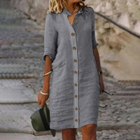 Bryn | Stilvolles kurzes Kleid mit Bauchbedeckung – Grau