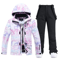 Damen Skianzug | Zweiteiliges Winterset für Outdoor-Einsatz – Lila / Schwarz