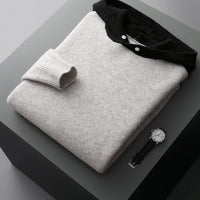 HARDY - PULLOVER MIT KAPUZE 100% KASCHMIR – Schwarz und grau
