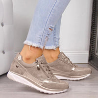 Sommer-Sneaker für Damen - Bequeme Atmungsaktive Schuhe mit Fußbett – Beige