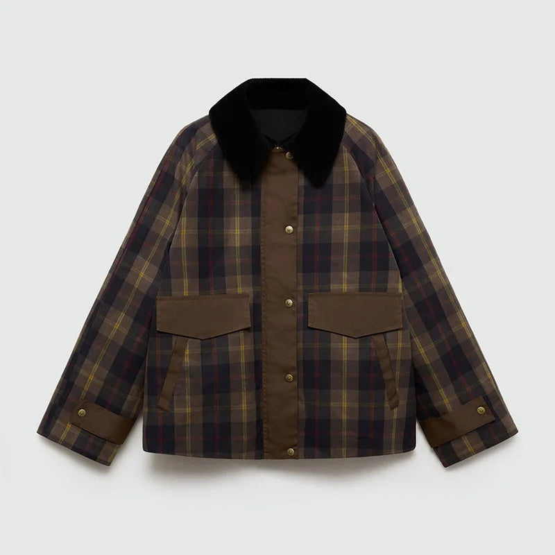 Rerhilha | Trendige damenjacke mit kariertem patchwork