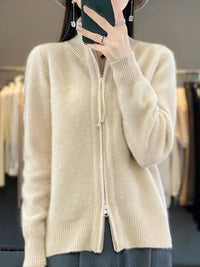 Zina | Kaschmir-Pullover mit Reißverschluss – Creme