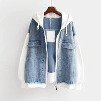 ALESSIA - OVERSIZE-HOODIE MIT JEANSJACKE KOMBINIERT – Weiß