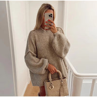 Saylira | Flauschiger Oversize Strickpullover – Khaki
