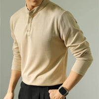 JORG - LANGÄRMELIGES T-SHIRT MIT HOHEM KRAGEN – Beige