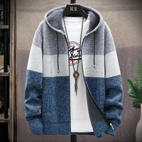 Hoodie für Herren - Leichte Strickjacke für den Sommer – Blau Grau mit Kapuze