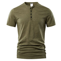 Herren Lässig Henley T-Shirt | Klassisch – Dunkelgrün