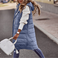 Lange Kapuzenweste für Damen | Winter – Marine