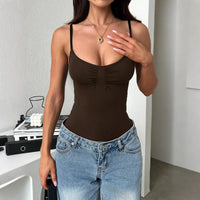 Ariella™ Premium-Strickbody mit Brust-Raffung – Braun