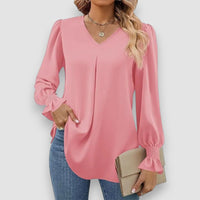 Zara | Elegante lockere Chiffonbluse – Rosa