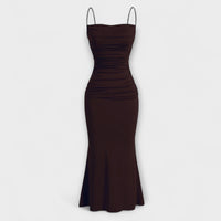 Mia Muse - Elegantes Maxikleid für festliche Anlässe – Braun