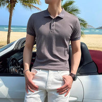 Alexander | Spitzer Kragen Slim-Fit Poloshirt – Grau