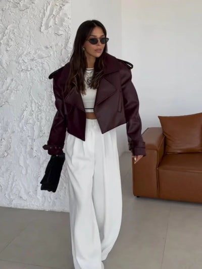 Lehmann Modehaus | Chic cropped lederjacke damen mit revers